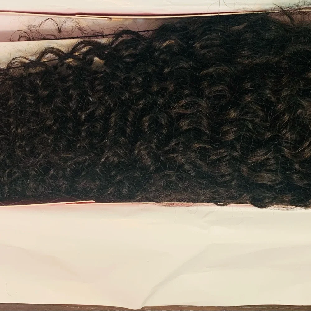 100 Human Hair Black Curly Lace Front Wig - Picture 3 of 13